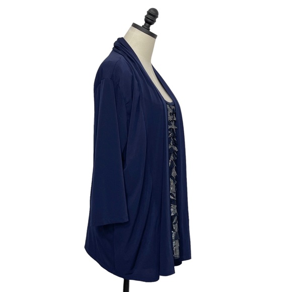 Harve Bernard 2-Piece Look Tank and Cardigan Pullover Top Blue Size 1X - Picture 3 of 8